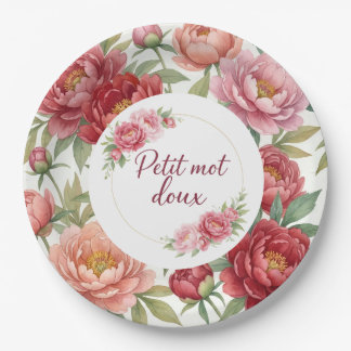 Assiettes en carton florales pivoine – Décoration  ペーパープレート