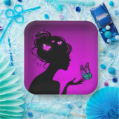 Assiettes En Carton La femme papillons violets ペーパープレート (パーティー)