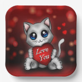 Assiettes En Carton Le chaton t'aime ペーパープレート (正面)
