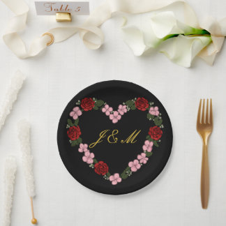 Assiettes en carton noir mariage ペーパープレート