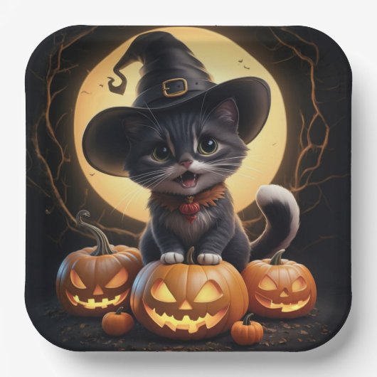 Assiettes en carton  Série 1  Black Cat 06 ペーパープレート (正面)