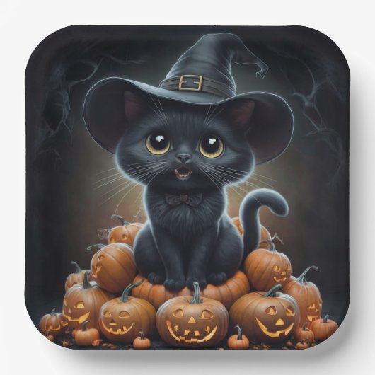 Assiettes en carton  Série 1  Black Cat 10 ペーパープレート (正面)