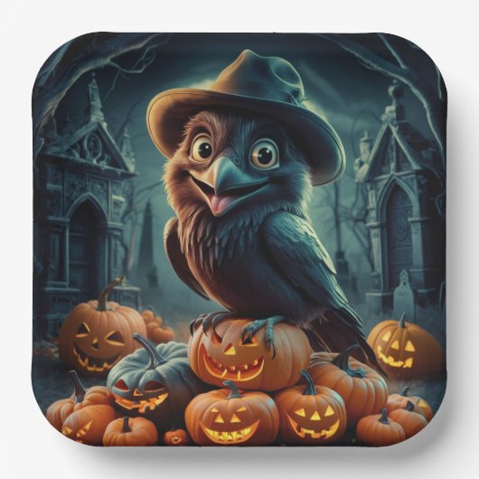 Assiettes en carton  Série 1  Corbeau 02 ペーパープレート (正面)