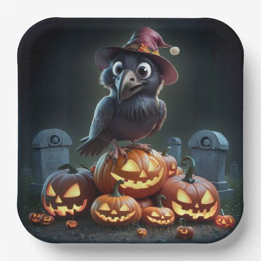 Assiettes en carton  Série 1  Corbeau 03 ペーパープレート (正面)