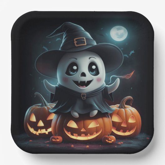 Assiettes en carton  Série 1 Ghost 02 ペーパープレート (正面)