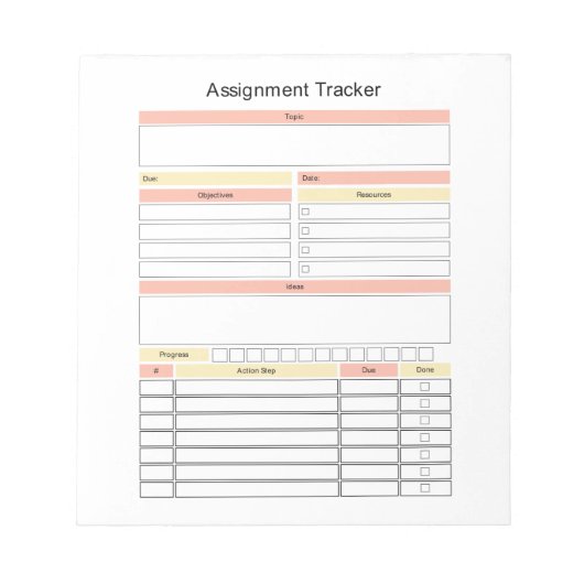 Assignment Trackerメモ帳 ノートパッド (正面)