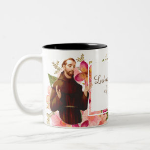Assisiの引用文の花のSt Francis ツートーンマグカップ
