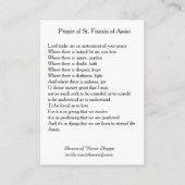 Assisiの神聖なカードのSt Francisの祈りの言葉 名刺 (裏面)
