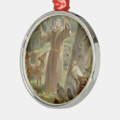 AssisiのSt Francisは動物によって囲みました メタルオーナメント (左)