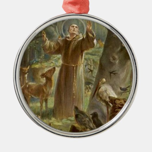 AssisiのSt Francisは動物によって囲みました メタルオーナメント (正面)