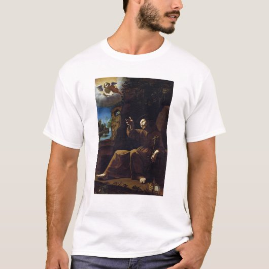 AssisiのSt Francisは天使によって慰めました Tシャツ (正面)