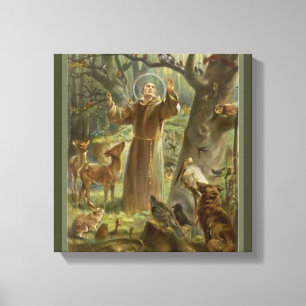 AssisiのSt Francis、動物の恋人 キャンバスプリント