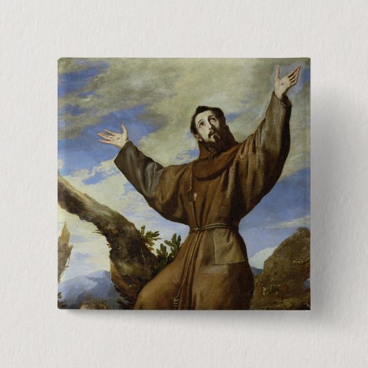 Assisi 1642年のSt Francis 缶バッジ (正面)