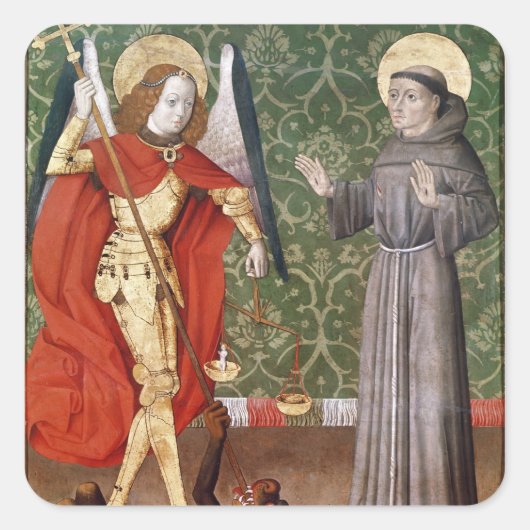 Assisi、c.1480のセントマイケルそしてSt Francis スクエアシール (正面)