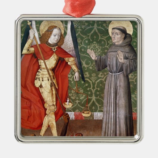 Assisi、c.1480のセントマイケルそしてSt Francis メタルオーナメント (正面)