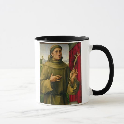 Assissi、c.1490 (パネルのテンペラ)のSt Francis マグカップ (右)