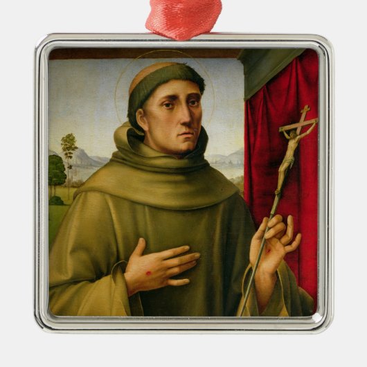 Assissi、c.1490 (パネルのテンペラ)のSt Francis メタルオーナメント (正面)