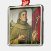 Assissi、c.1490 (パネルのテンペラ)のSt Francis メタルオーナメント (左)
