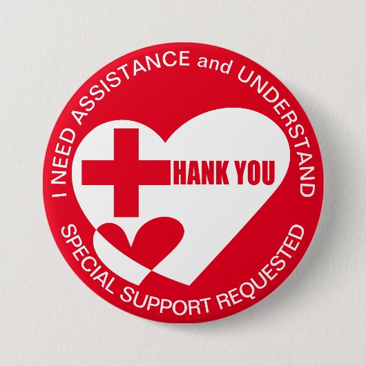 ASSISTANCE/NEED 救済 Thank 缶バッジ (正面)