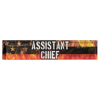 Assistant Chief Firefighter Flag デスクネームプレート