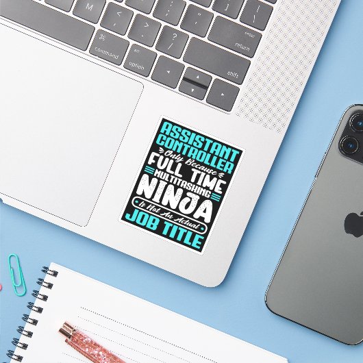 Assistant Controller Multitasker Job Title Skills シール (ノートパソコンとiPhone)