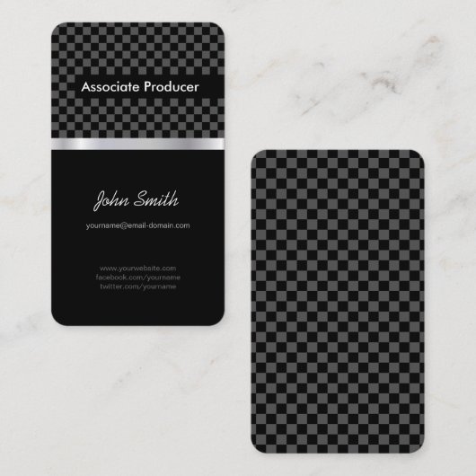 Associate Producer - エレガント Black Chessboard 名刺 (正面/裏面)