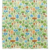 Assorted Cartoon Treesイラストレーションパターン シャワーカーテン (正面)