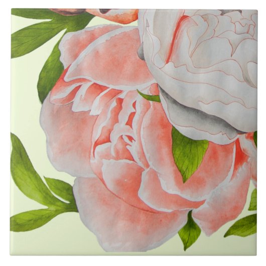 Assorted Peonies on a Ceramic Tile (C) タイル (正面)