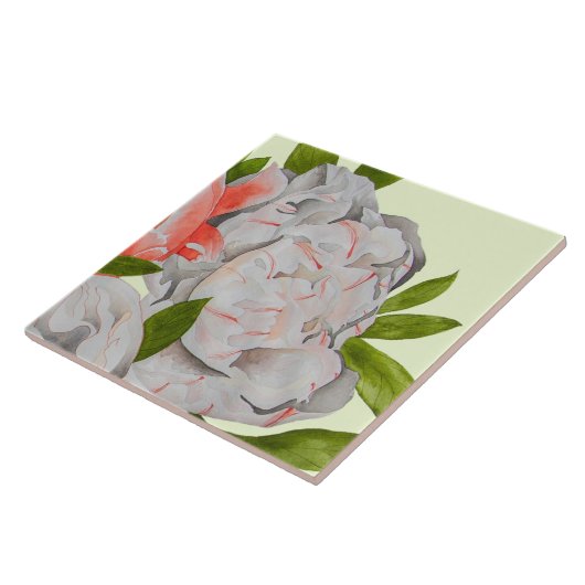Assorted Peonies on a Ceramic Tile (D) タイル (側面)