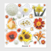 Assorted White Yellow Orange Flowers シール (シート)