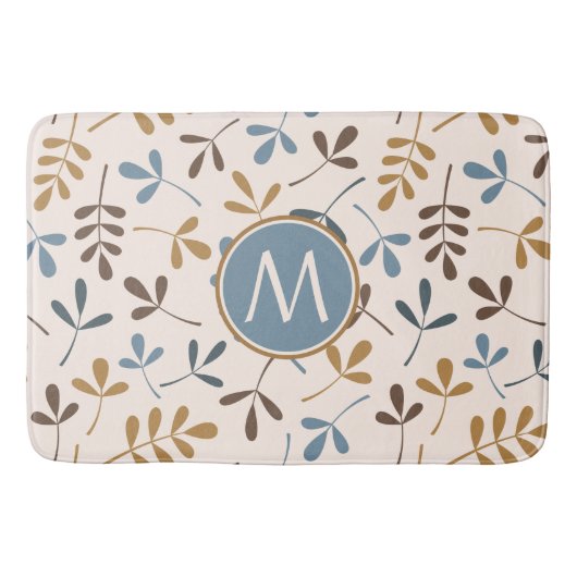 Asstd葉ブルースBrwn Gld Crm (パーソナライズされた) バスマット (正面)