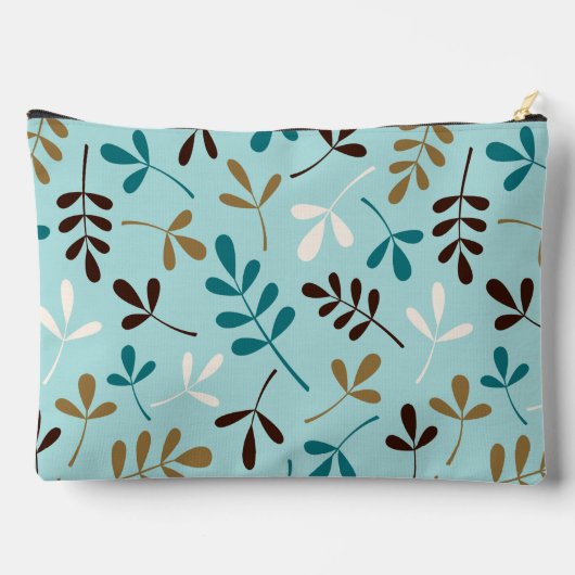 Asstd離れティール(緑がかった色)Crm Gld Brwn Ptn (パーソナライズされた) アクセサリーポーチ (裏面)