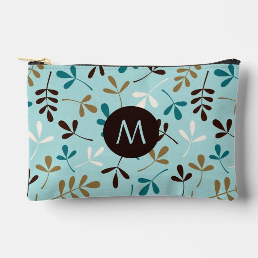 Asstd離れティール(緑がかった色)Crm Gld Brwn Ptn (パーソナライズされた) アクセサリーポーチ (正面)