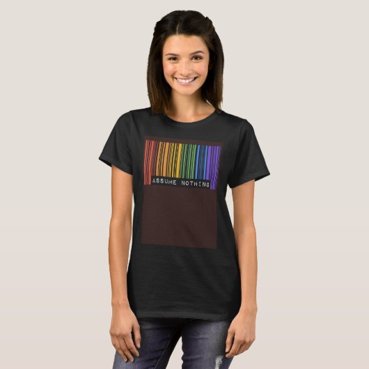 Assume Nothing Barcode Gay Pride Flag Coming Out I Tシャツ (正面フル)