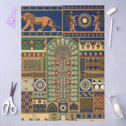 Assyrian Deity Apkallu, Winged Genius, Sun & Lion 薄葉紙 (クラフト)