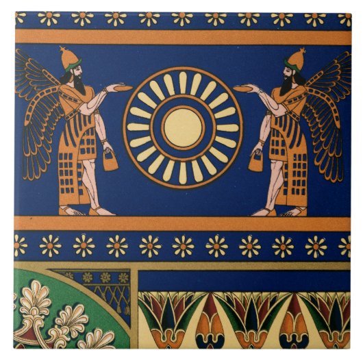 Assyrian Deity Called an Apkallu or Winged Genius タイル (正面)