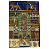 Assyrian Gold Lion, Sun & Ancient Angels Artistic ミディアムペーパーバッグ (正面)