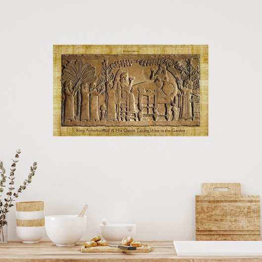 Assyrian King Ashurbanipal Historic Art Poster ポスター (キッチン)