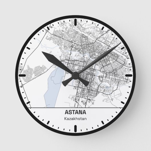 Astana Clock City Line Art ラウンド壁時計 (正面)