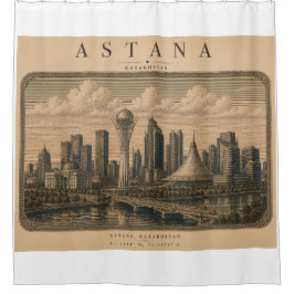 Astana | Vintage Travel City Design シャワーカーテン
