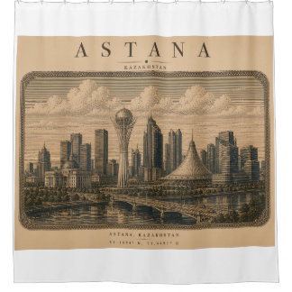 Astana | Vintage Travel City Design シャワーカーテン