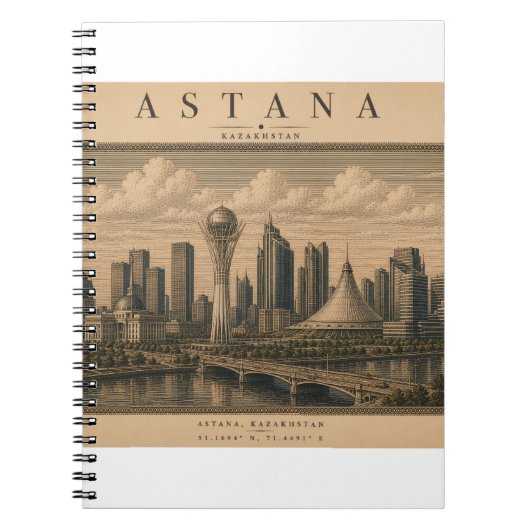 Astana | Vintage Travel City Design ノートブック (正面)