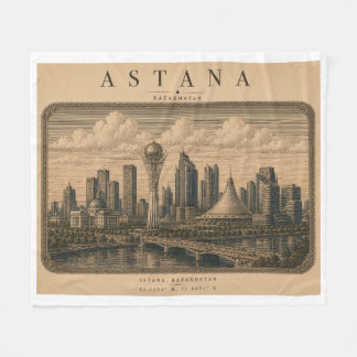 Astana | Vintage Travel City Design フリースブランケット
