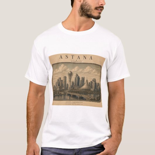 Astana | Vintage Travel City Design Tシャツ (正面)