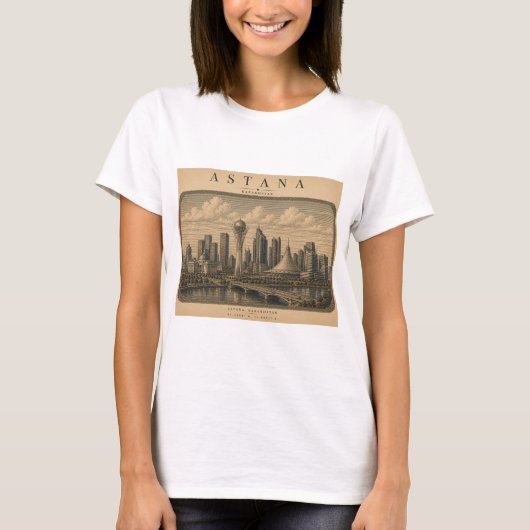 Astana | Vintage Travel City Design Tシャツ (正面)
