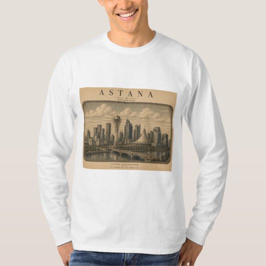 Astana | Vintage Travel City Design Tシャツ (正面)