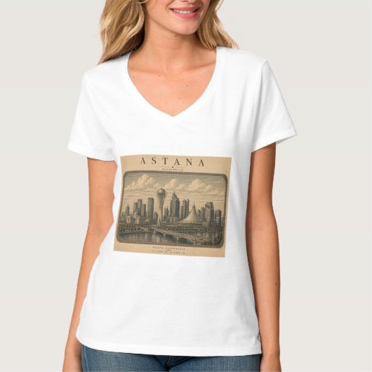 Astana | Vintage Travel City Design Tシャツ (正面)
