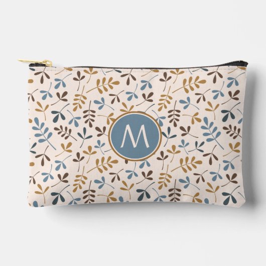 Astd葉Rpt Ptn Bls Brwn Gld Crm(パーソナライズされた) アクセサリーポーチ (正面)