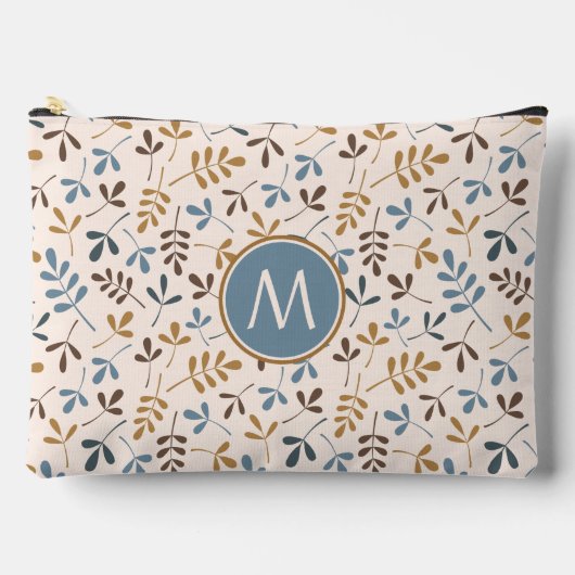 Astd葉Rpt Ptn Bls Brwn Gld Crm(パーソナライズされた) アクセサリーポーチ (正面)