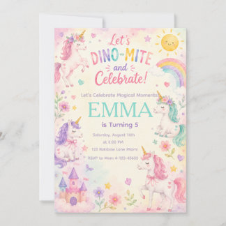 astel Unicorn Birthday Invitation Template 招待状